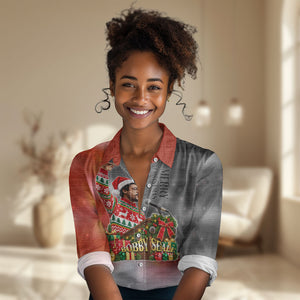 Bobby Seale Merry Christmas Women Casual Shirt Civil Rights Activist Festive Winter Holiday Art