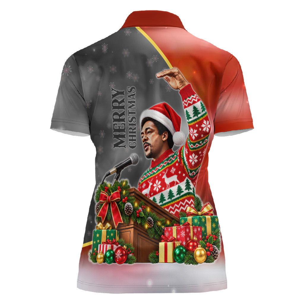 Bobby Seale Merry Christmas Women Polo Shirt Civil Rights Activist Festive Winter Holiday Art