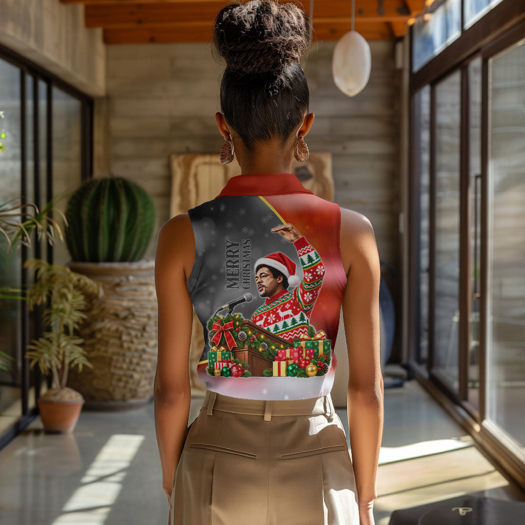 Bobby Seale Merry Christmas Women Sleeveless Polo Shirt Civil Rights Activist Festive Winter Holiday Art