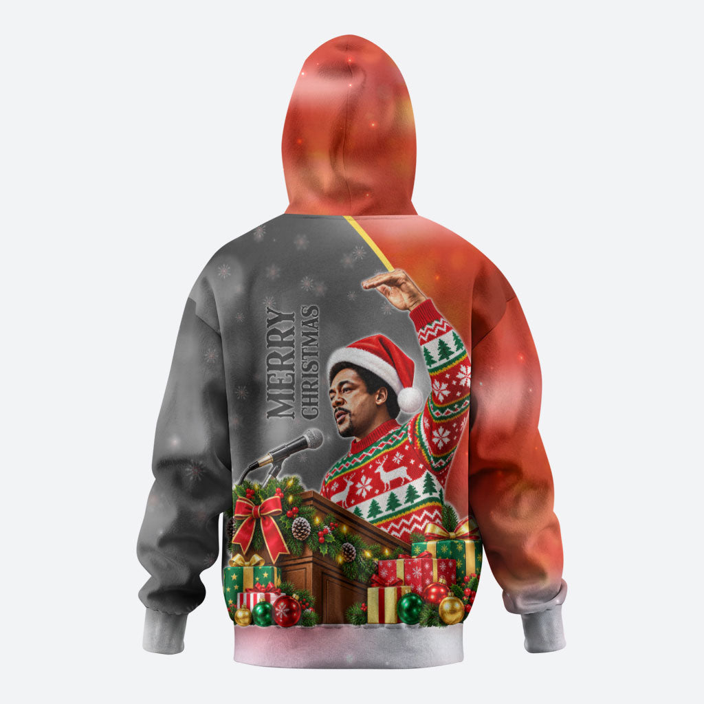 Bobby Seale Merry Christmas Zip Hoodie Civil Rights Activist Festive Winter Holiday Art