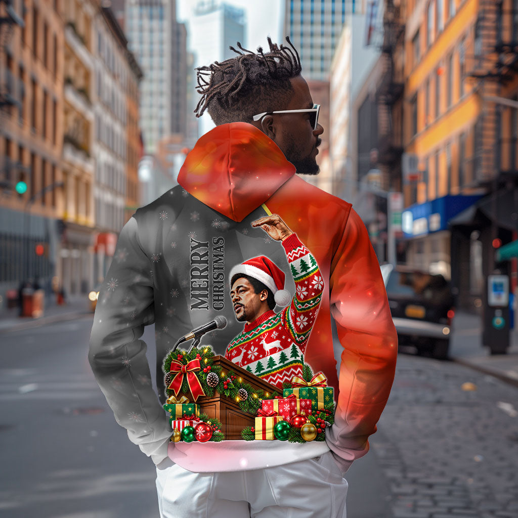 Bobby Seale Merry Christmas Zip Hoodie Civil Rights Activist Festive Winter Holiday Art