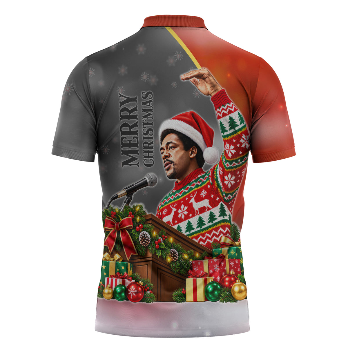 Bobby Seale Merry Christmas Zipper Polo Shirt Civil Rights Activist Festive Winter Holiday Art