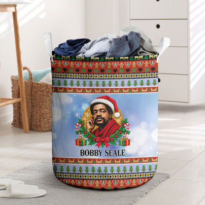 Bobby Seale Christmas Laundry Basket Retro Ugly Christmas Pattern Festive Activist Portrait