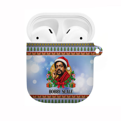 Bobby Seale Christmas AirPods Case Retro Ugly Christmas Pattern Festive Activist Portrait