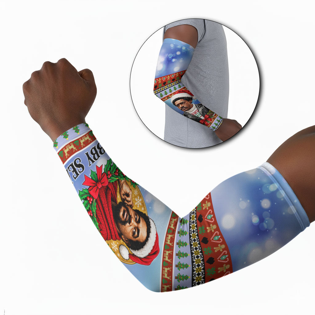 Bobby Seale Christmas Arm Sleeves Retro Ugly Christmas Pattern Festive Activist Portrait
