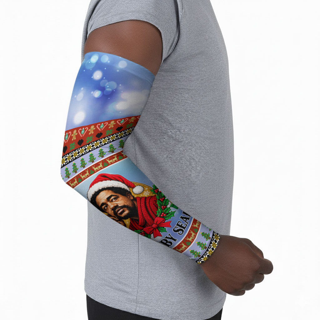 Bobby Seale Christmas Arm Sleeves Retro Ugly Christmas Pattern Festive Activist Portrait