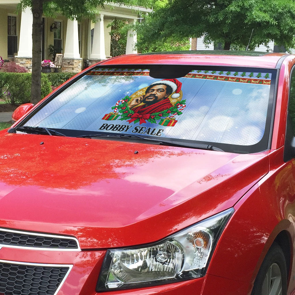 Bobby Seale Christmas Auto Sun Shade Retro Ugly Christmas Pattern Festive Activist Portrait