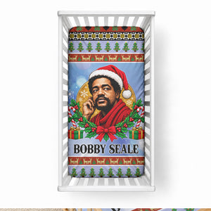 Bobby Seale Christmas Baby Bed Cover Retro Ugly Christmas Pattern Festive Activist Portrait