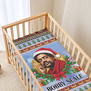 Bobby Seale Christmas Baby Bed Cover Retro Ugly Christmas Pattern Festive Activist Portrait