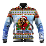 Bobby Seale Christmas Baseball Jacket Retro Ugly Christmas Pattern Festive Activist Portrait