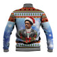 Bobby Seale Christmas Baseball Jacket Retro Ugly Christmas Pattern Festive Activist Portrait