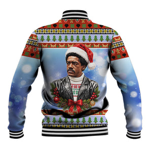Bobby Seale Christmas Baseball Jacket Retro Ugly Christmas Pattern Festive Activist Portrait