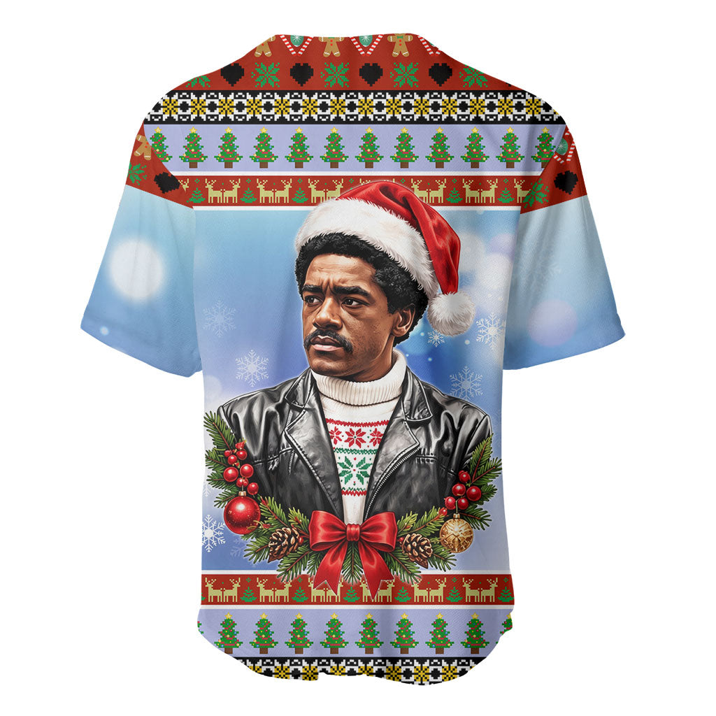 Bobby Seale Christmas Baseball Jersey Retro Ugly Christmas Pattern Festive Activist Portrait