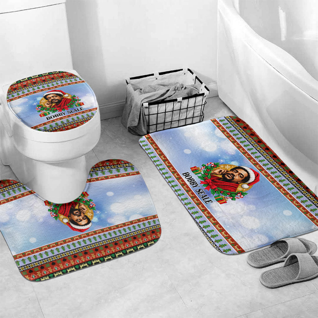 Bobby Seale Christmas Bathroom Set Retro Ugly Christmas Pattern Festive Activist Portrait