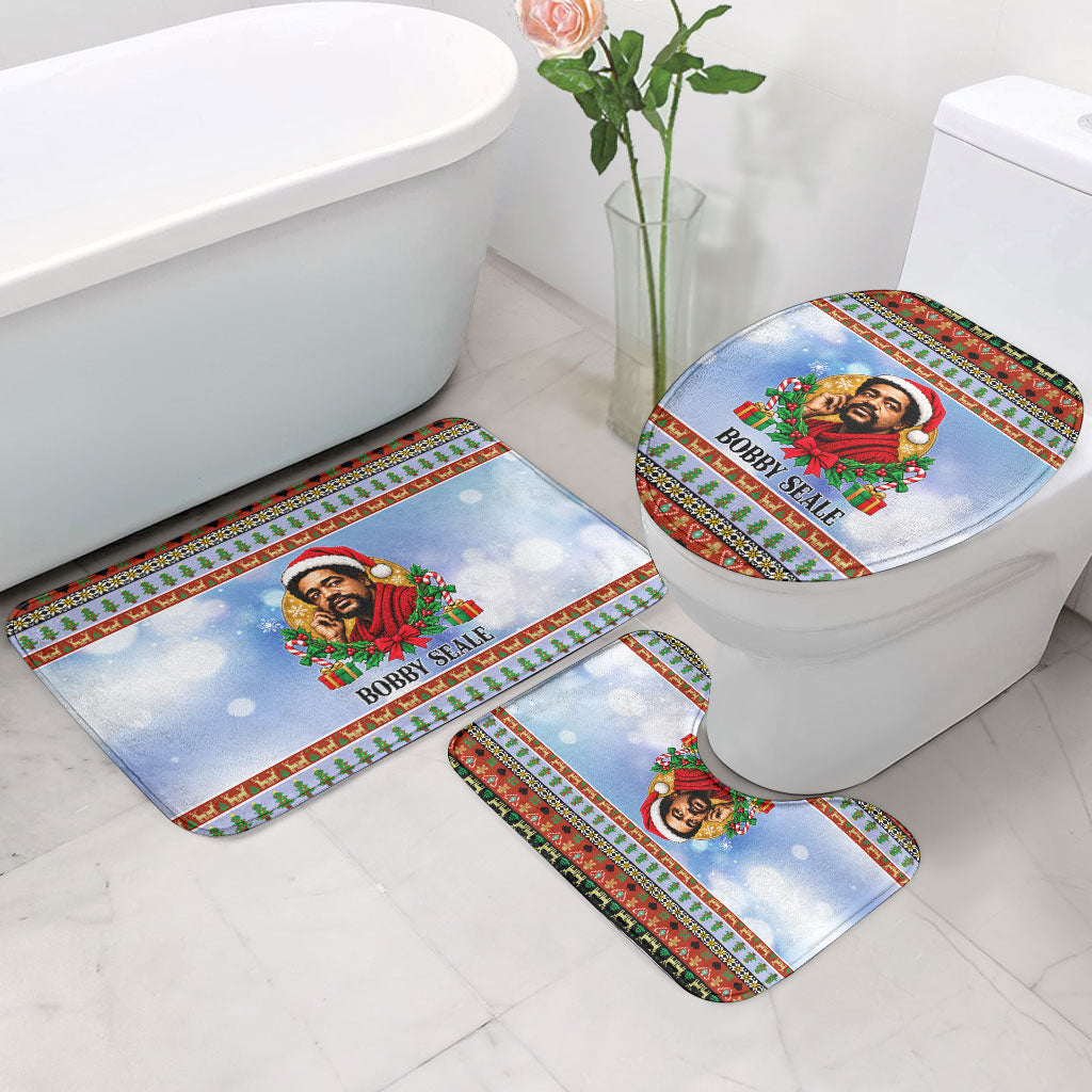 Bobby Seale Christmas Bathroom Set Retro Ugly Christmas Pattern Festive Activist Portrait