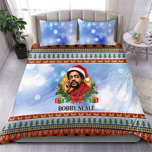 Bobby Seale Christmas Bedding Set Retro Ugly Christmas Pattern Festive Activist Portrait