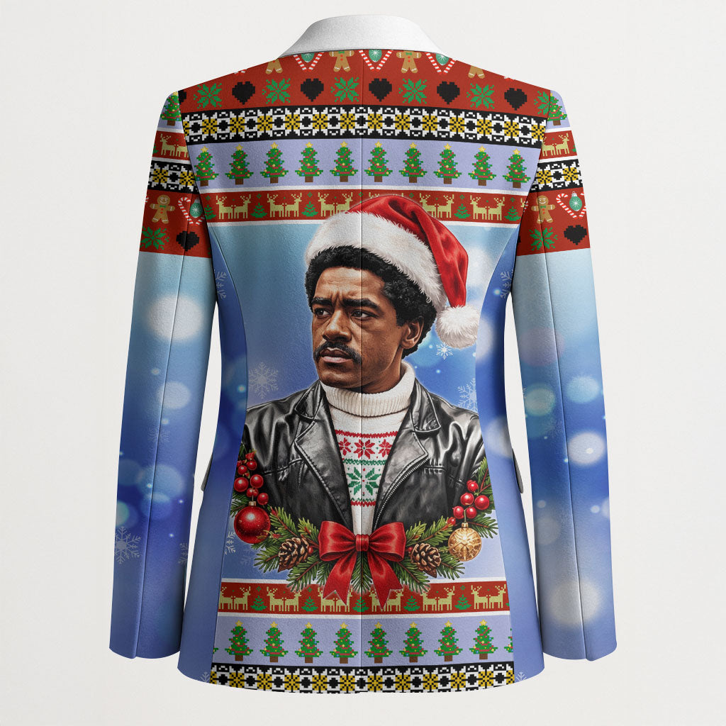 Bobby Seale Christmas Blazer Retro Ugly Christmas Pattern Festive Activist Portrait