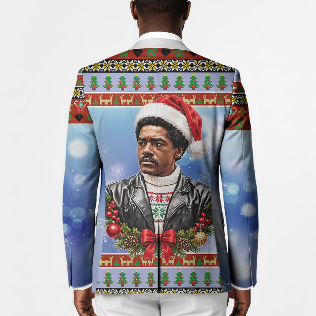 Bobby Seale Christmas Blazer Retro Ugly Christmas Pattern Festive Activist Portrait