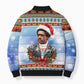 Bobby Seale Christmas Bomber Puffer Jacket Retro Ugly Christmas Pattern Festive Activist Portrait