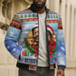 Bobby Seale Christmas Bomber Puffer Jacket Retro Ugly Christmas Pattern Festive Activist Portrait
