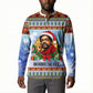 Bobby Seale Christmas Button Sweatshirt Retro Ugly Christmas Pattern Festive Activist Portrait