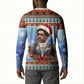 Bobby Seale Christmas Button Sweatshirt Retro Ugly Christmas Pattern Festive Activist Portrait