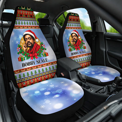 Bobby Seale Christmas Car Seat Cover Retro Ugly Christmas Pattern Festive Activist Portrait