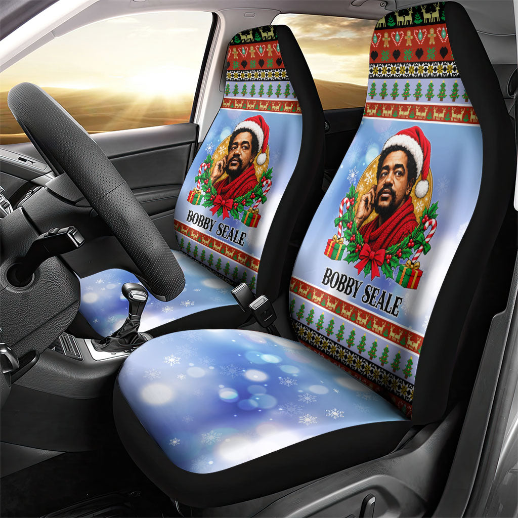 Bobby Seale Christmas Car Seat Cover Retro Ugly Christmas Pattern Festive Activist Portrait