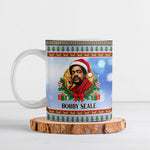 Bobby Seale Christmas Ceramic Mug Retro Ugly Christmas Pattern Festive Activist Portrait