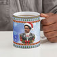 Bobby Seale Christmas Ceramic Mug Retro Ugly Christmas Pattern Festive Activist Portrait