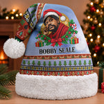 Bobby Seale Christmas Santa Hat Retro Ugly Christmas Pattern Festive Activist Portrait