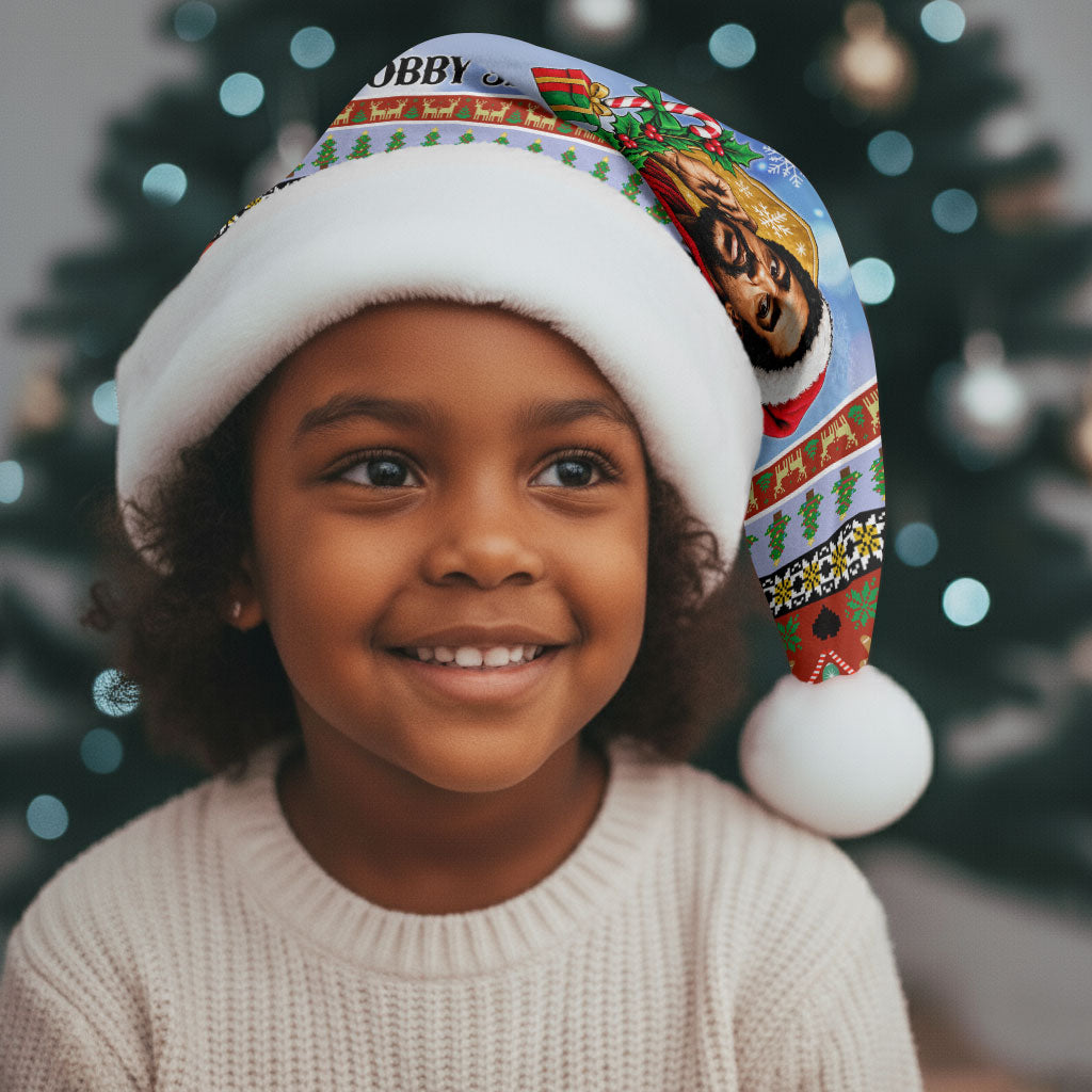 Bobby Seale Christmas Santa Hat Retro Ugly Christmas Pattern Festive Activist Portrait