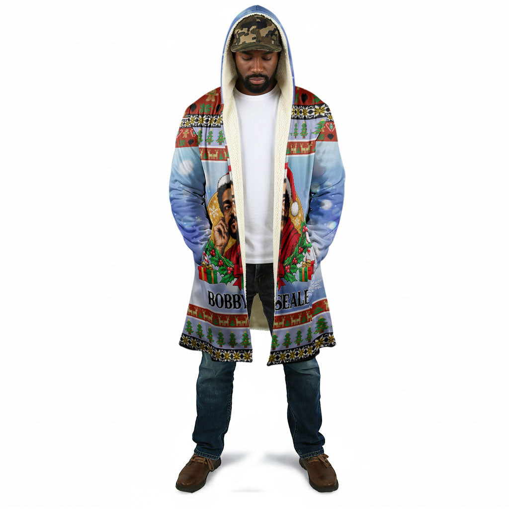Bobby Seale Christmas Cloak Retro Ugly Christmas Pattern Festive Activist Portrait