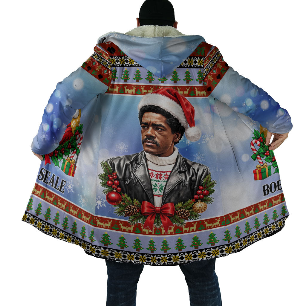 Bobby Seale Christmas Cloak Retro Ugly Christmas Pattern Festive Activist Portrait