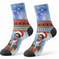 Bobby Seale Christmas Crew Socks Retro Ugly Christmas Pattern Festive Activist Portrait