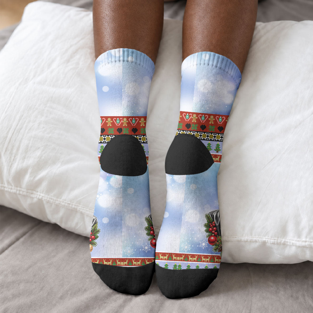 Bobby Seale Christmas Crew Socks Retro Ugly Christmas Pattern Festive Activist Portrait