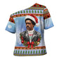Bobby Seale Christmas Cross Shoulder Shirt Retro Ugly Christmas Pattern Festive Activist Portrait