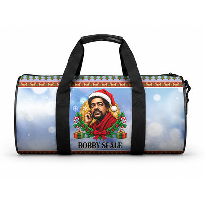 Bobby Seale Christmas Duffle Bag Retro Ugly Christmas Pattern Festive Activist Portrait
