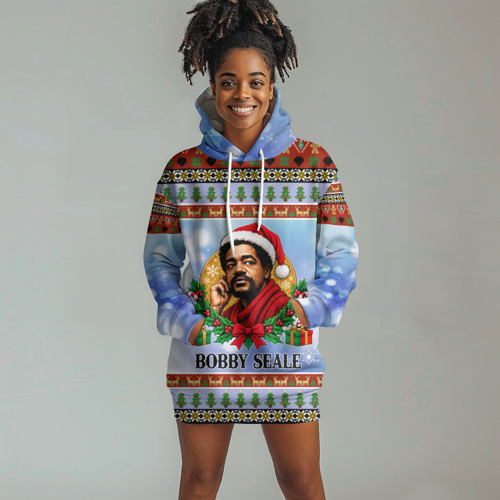 Bobby Seale Christmas Hoodie Dress Retro Ugly Christmas Pattern Festive Activist Portrait