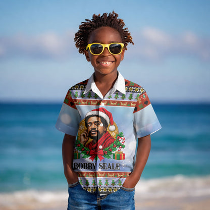 Bobby Seale Christmas Kid Hawaiian Shirt Retro Ugly Christmas Pattern Festive Activist Portrait