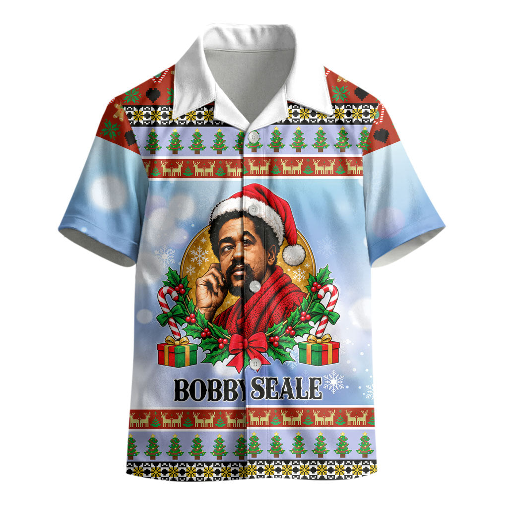 Bobby Seale Christmas Kid Hawaiian Shirt Retro Ugly Christmas Pattern Festive Activist Portrait