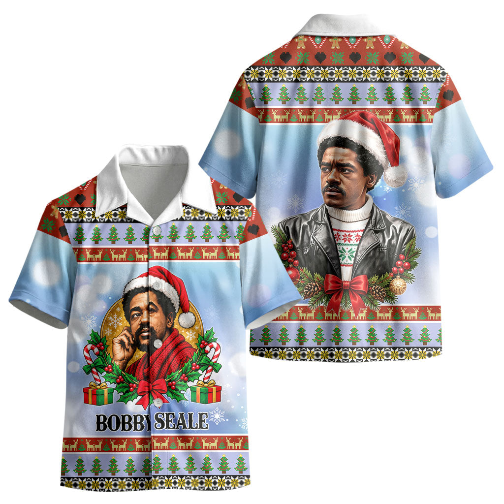 Bobby Seale Christmas Kid Hawaiian Shirt Retro Ugly Christmas Pattern Festive Activist Portrait