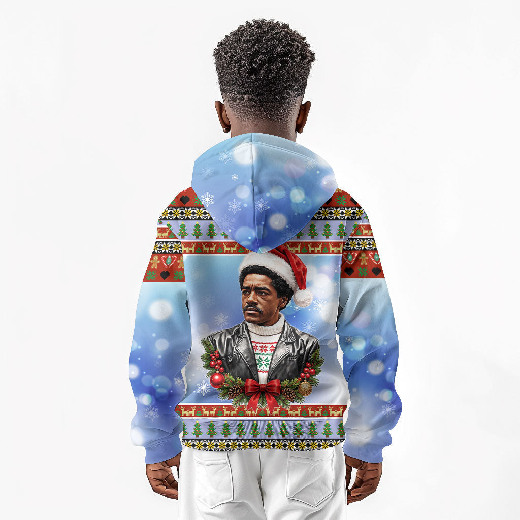 Bobby Seale Christmas Kid Hoodie Retro Ugly Christmas Pattern Festive Activist Portrait