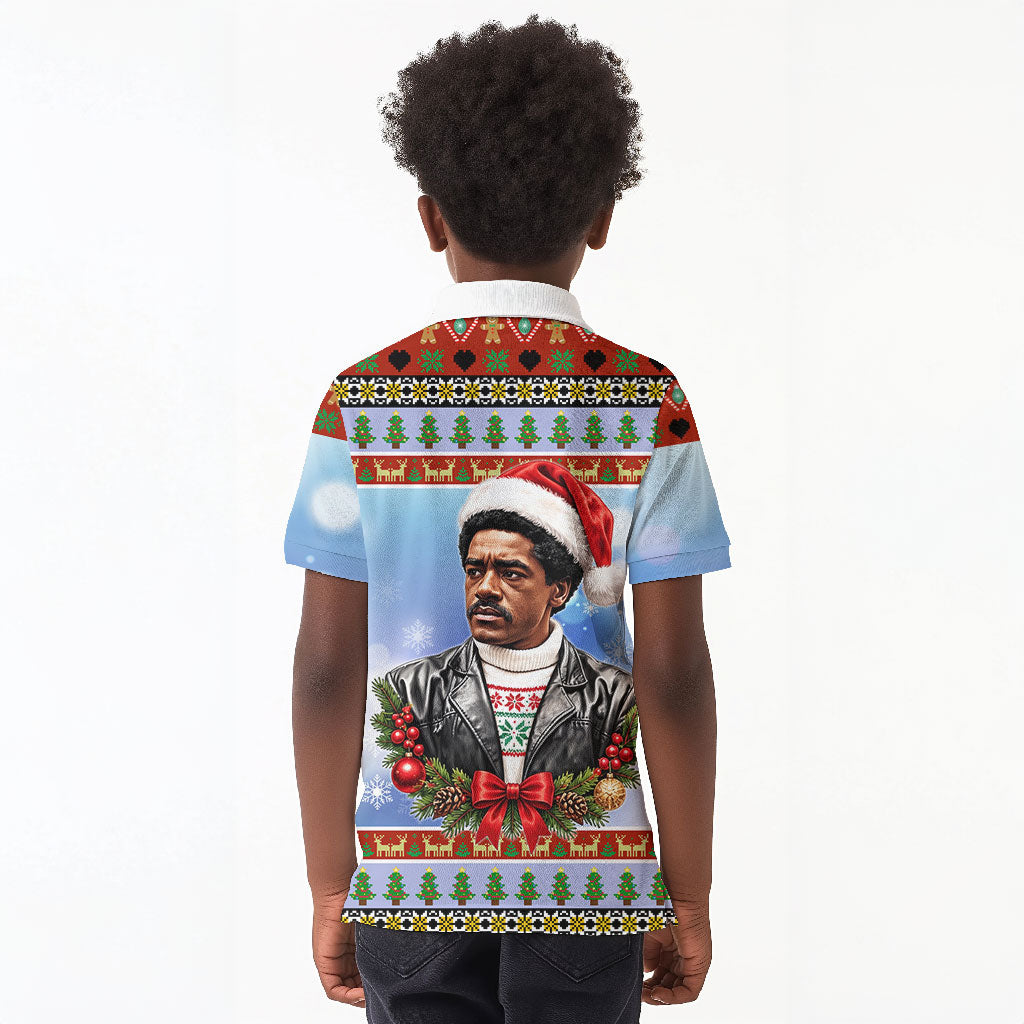 Bobby Seale Christmas Kid Polo Shirt Retro Ugly Christmas Pattern Festive Activist Portrait