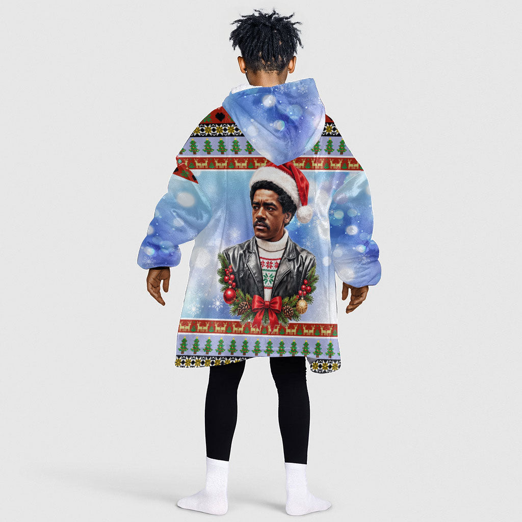 Bobby Seale Christmas Kid Wearable Blanket Hoodie Retro Ugly Christmas Pattern Festive Activist Portrait