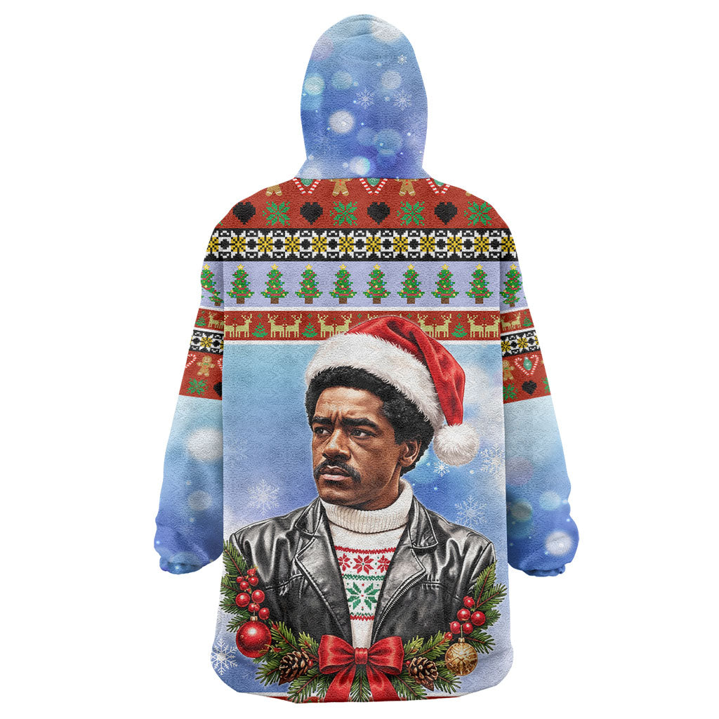 Bobby Seale Christmas Kid Wearable Blanket Hoodie Retro Ugly Christmas Pattern Festive Activist Portrait
