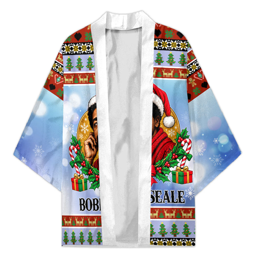 Bobby Seale Christmas Kimono Retro Ugly Christmas Pattern Festive Activist Portrait