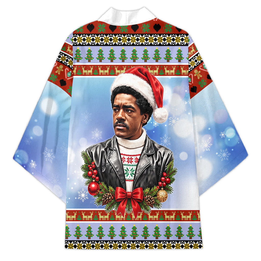 Bobby Seale Christmas Kimono Retro Ugly Christmas Pattern Festive Activist Portrait
