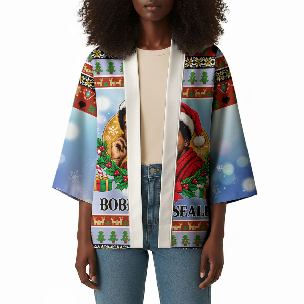 Bobby Seale Christmas Kimono Retro Ugly Christmas Pattern Festive Activist Portrait