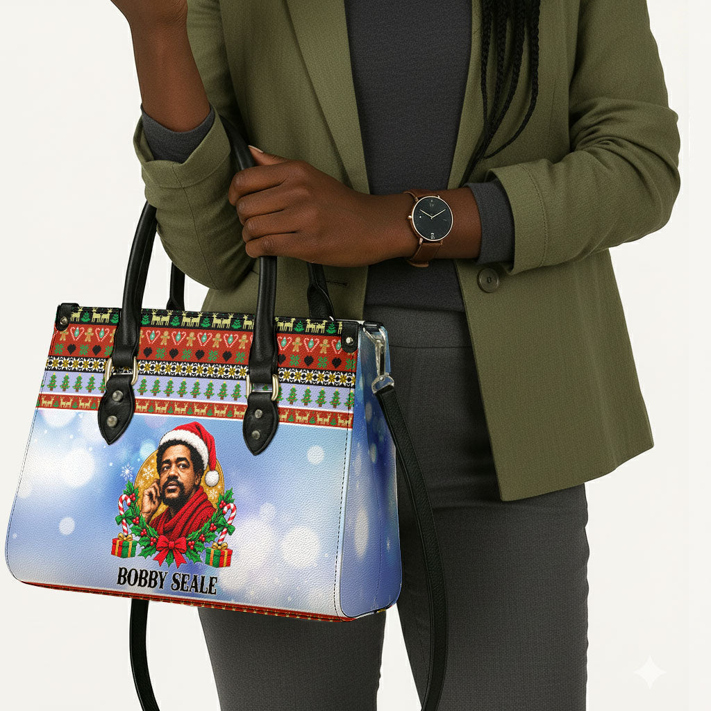 Bobby Seale Christmas Leather Bag Retro Ugly Christmas Pattern Festive Activist Portrait
